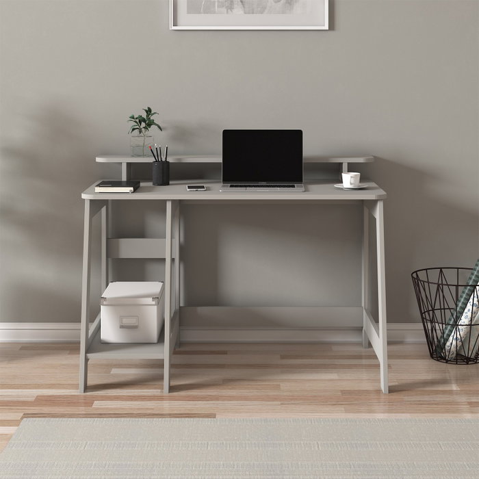 Hanah Home Escritorio de Estudio Gris con Estantes